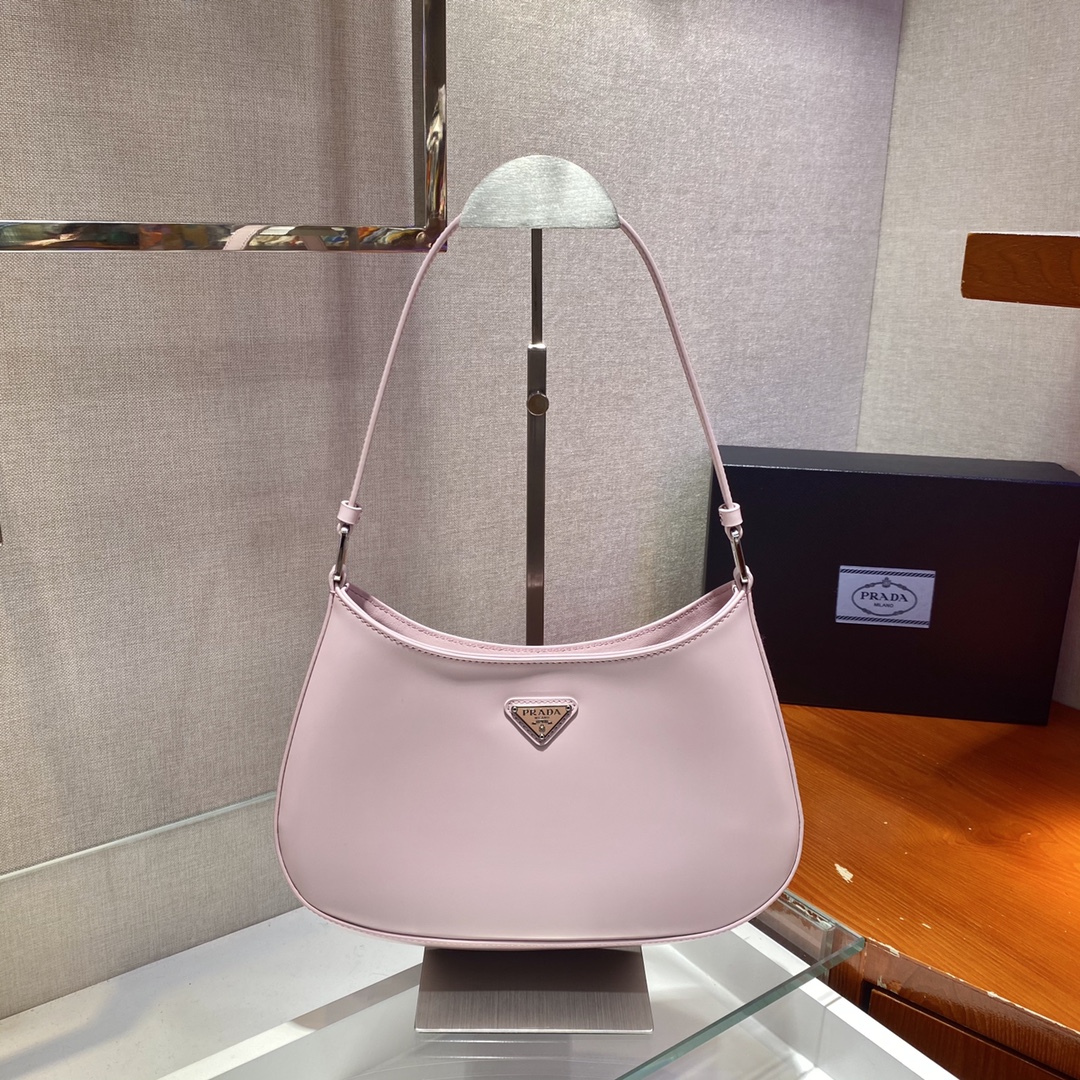 Prada Cleo Brushed Leather Shoulder Bag Light Pink 1BC499